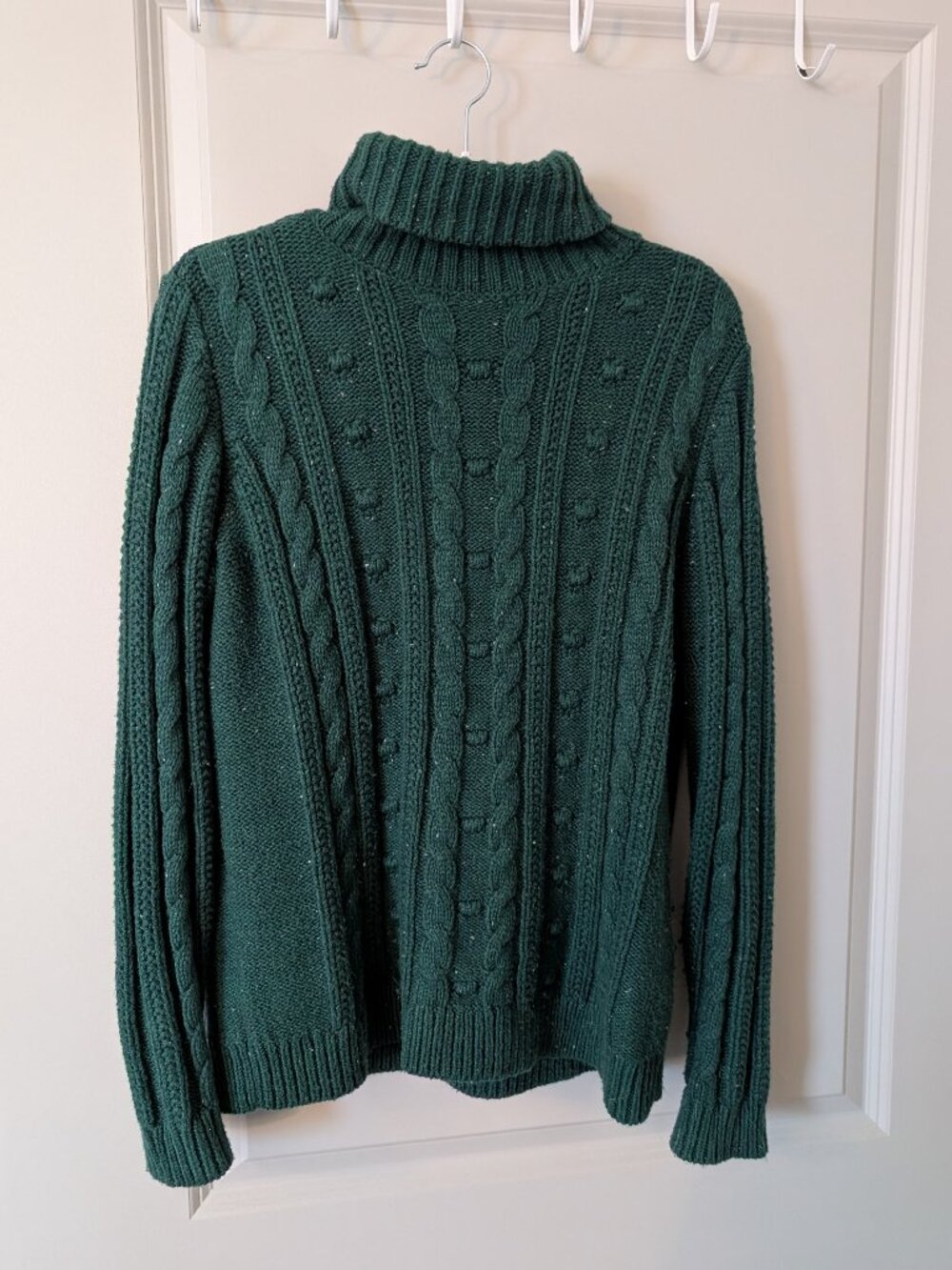 Lands' End Cable Knit Fisherman Turtleneck Sweater
